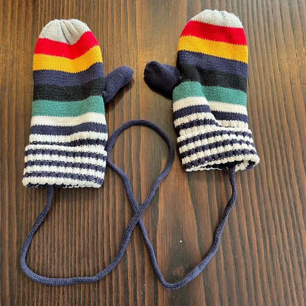 Hanna Andersson Striped Kids Mittens with String
